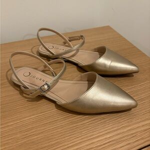 Journee Collection Gold Ankle Strap Flats